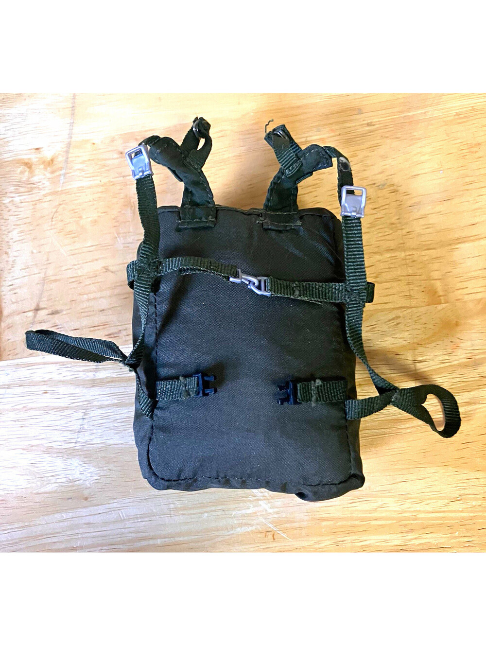 Vintage GI Joe Military Parachute Utility Pouch, Black Nylon Web Straps Buckles